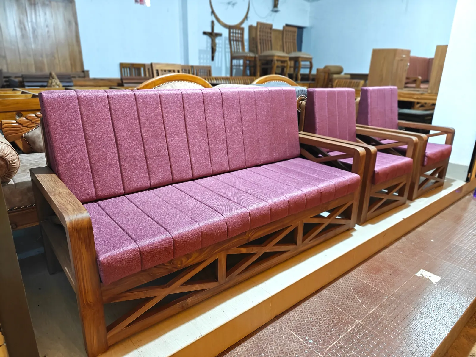 Pink Sofa Set — solid Teak frame + premium upholstery