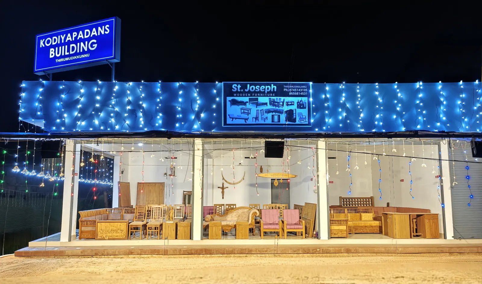 Inside the St. Joseph Wooden Furniture showroom in Thirumudikkunnu, Koratty, Thrissur