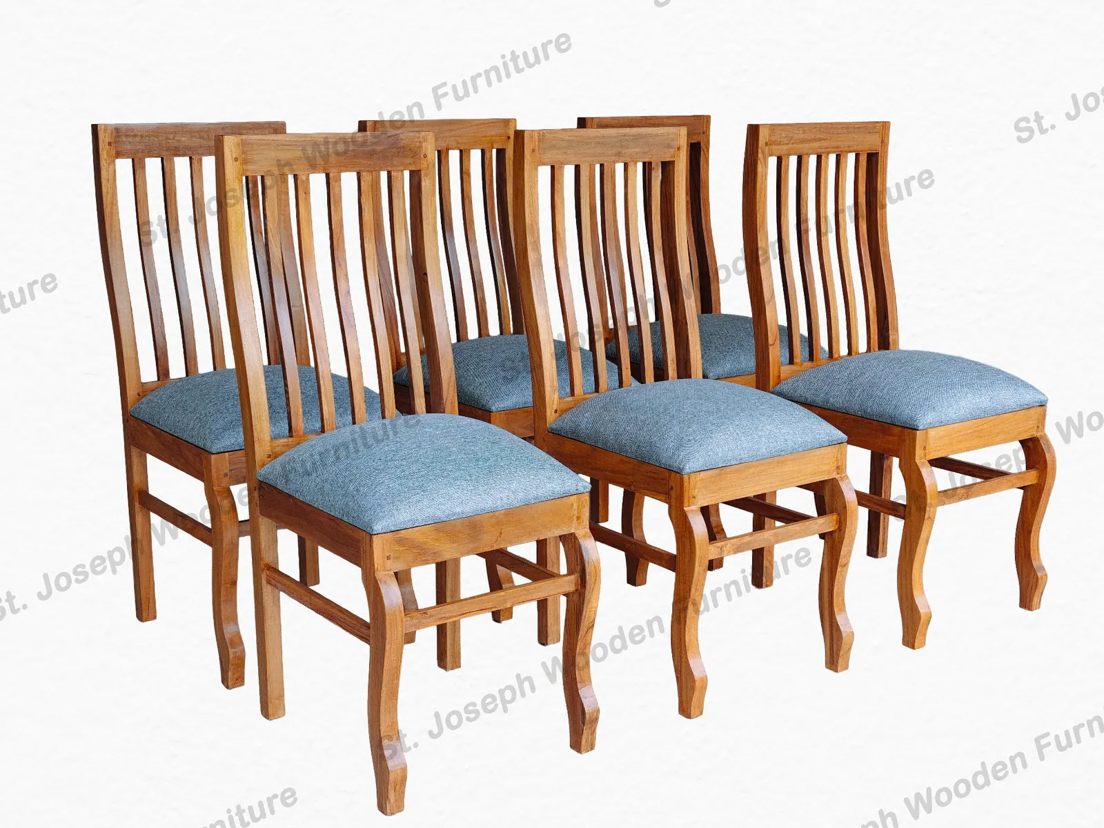Cushioned Dining Chair Set — solid Teak