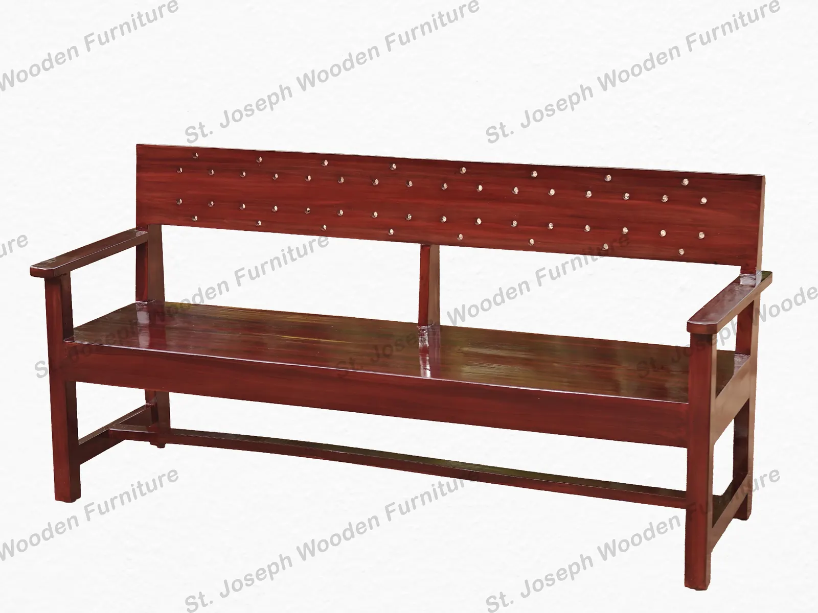 Solid Wood Outdoor Bench — handcrafted solid wood furniture by St. Joseph Wooden Furniture, Kerala